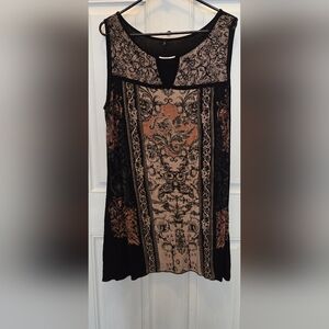 Chic Black and Brown Patterned Maxi Dress